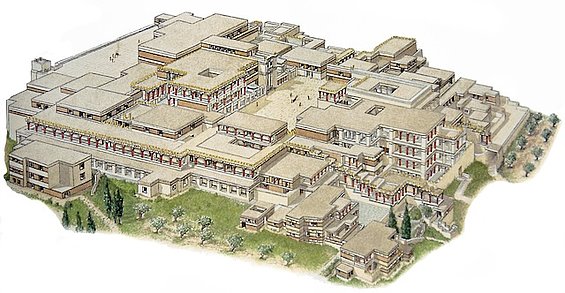 Grécko - Kréta - Heraklion - palác Knossos - náhľad na pôvodný palác